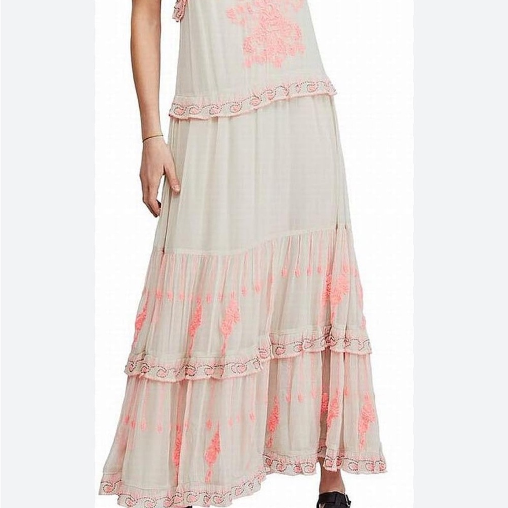 Free People Cream Pink Coralie Maxi Dress